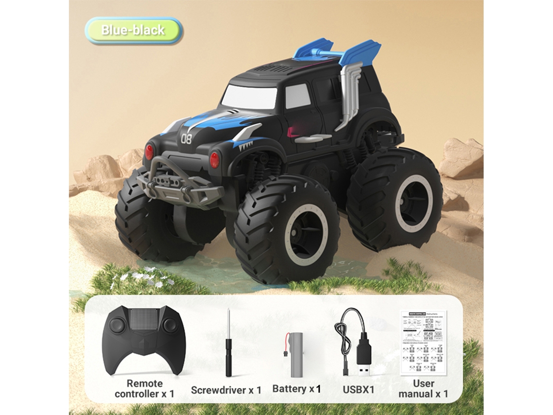Mali carrinho de Controle Remoto Stunt, Veículo Anfíbio Off road 4wd 2.4 Ghz para Terrenos Todos, Presente para Crianças Meninos Meninas, Azul
