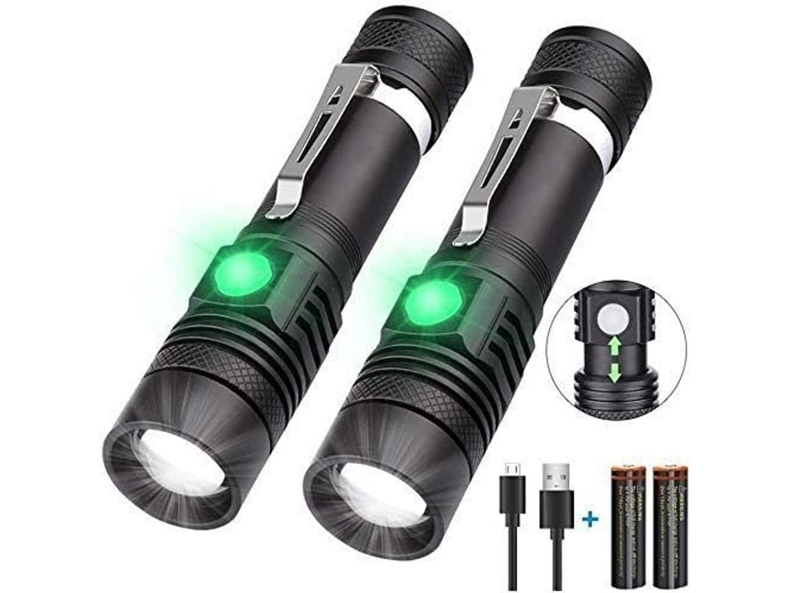 Linterna Recargable Led 1200 Lúmenes Super Brillante Con Batería Incluida, Ajustable, Resistente Al Agua Y Clip De Bolsillo