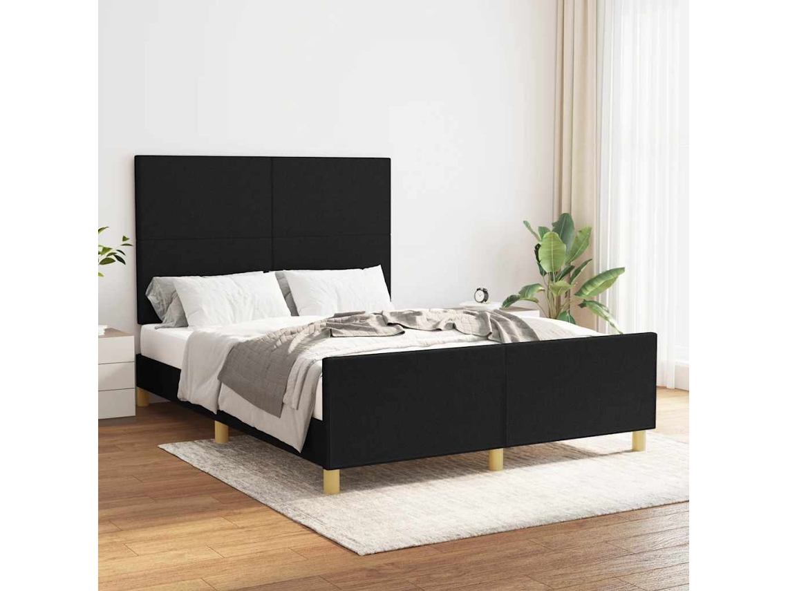 Vidaxl Estrutura De Cama Sem Colchão 140x200 Cm Tecido Preto