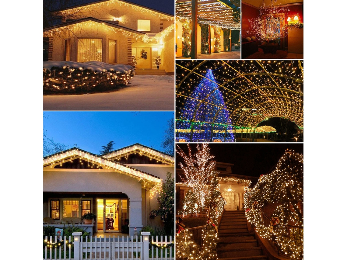 Rebe-luces De Cadena Fairy Neoglint 200 Leds 20m Ip67 Resistente À Água 8 Modos Para Exteriores Natal Jardim Decoração