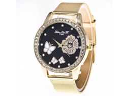 Relógio de pulso dourado com strass, modelo Quarter, para casais, homens e mulheres.