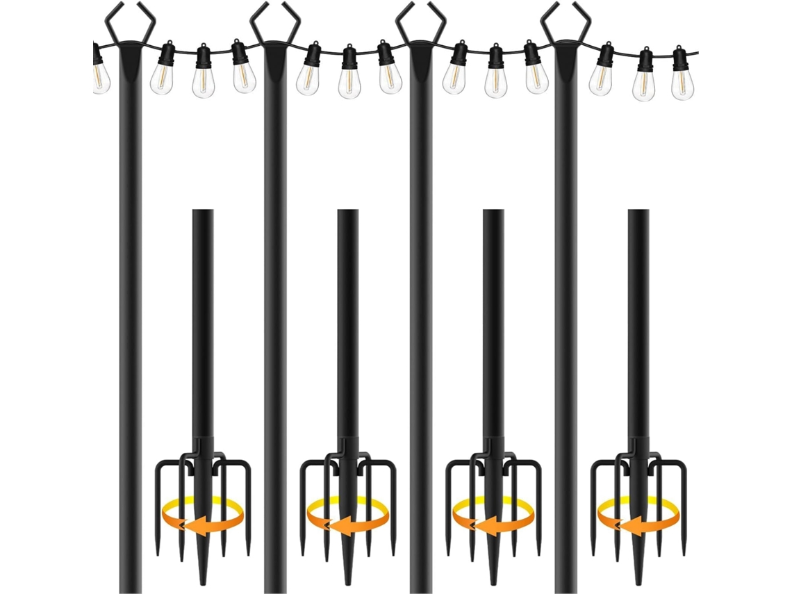 Poste para Luzes de Cordão, para Iluminação de Pátios Suportes de Iluminação Externas Ao Vento para Pátios, Varandas, CHABERLU