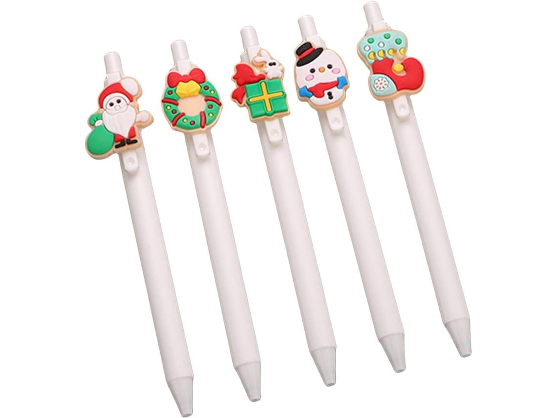 Conjunto De 5/10 Canetas Em Gel, Caneta Neutra, Papai Noel, Tinta Para