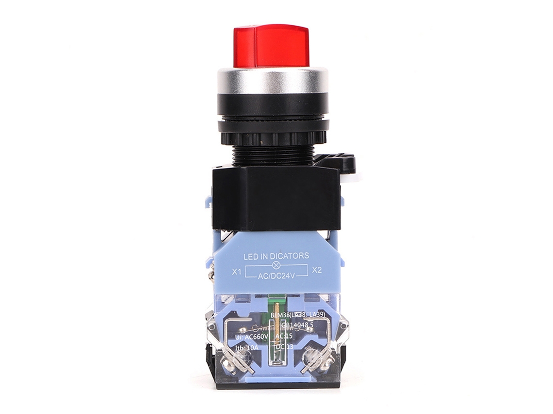 Laxiscreed Interruptor De Seletor 2 Posições Com Luz Vermelha, 22mm, Modelo 11xd/21