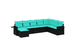 Conjunto de Sofá de Jardim, 9 Peças, Almofadas, Rattan Marrom MAISON EXCLUSIVE