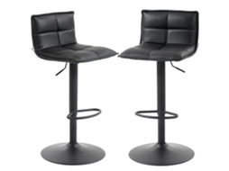 Conjunto de 2 Banquinhos. Cadeiras de Bar Ajustáveis em Altura com Assento Giratório em Pu 44 X 45 X 85 106 Cm Preto Ge