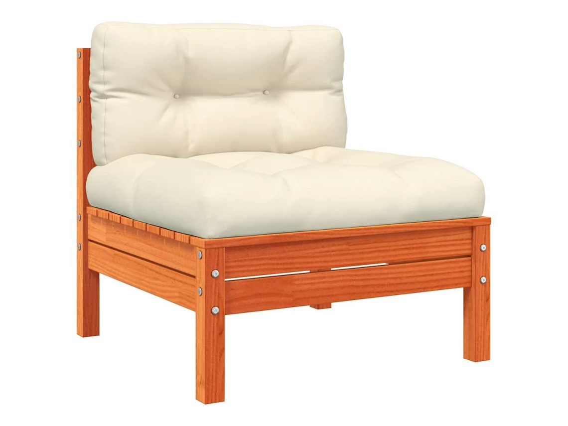 Maison Exclusive - Sofá Jardim S/ Braços C/ Almofadões Pinho Maciço Castanho Cera