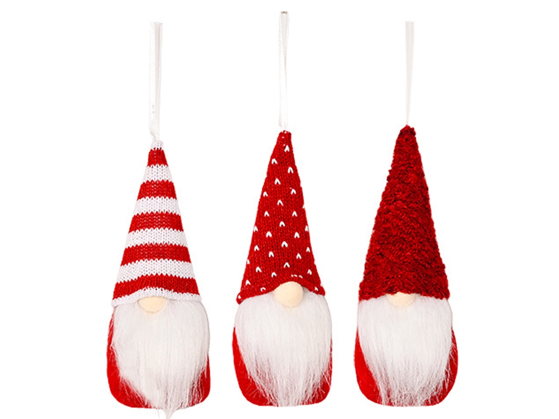 Conjunto de 3 Enfeites de Natal Bonecos de Pelúcia Decorativos para Festa de Natal Gnomos Sem Rosto Enfeites de Papai Noel