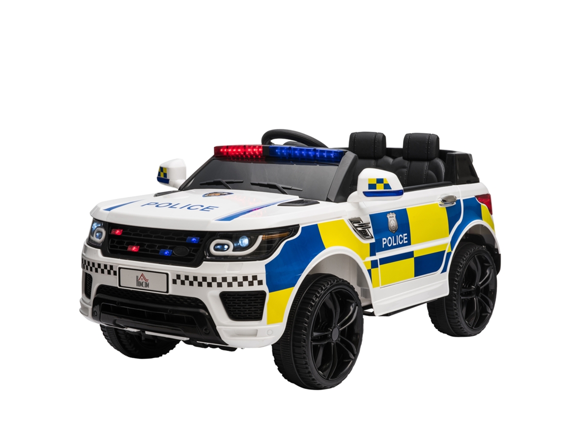 Carro Elétrico Infantil Polícia 12v (bluetooth, Usb, Luz, Sirene, Branco, 110x68x52 Cm)