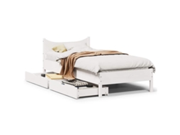 Estrutura De Cama Com Gavetas 75x190 Cm Pinho Maciço Branco