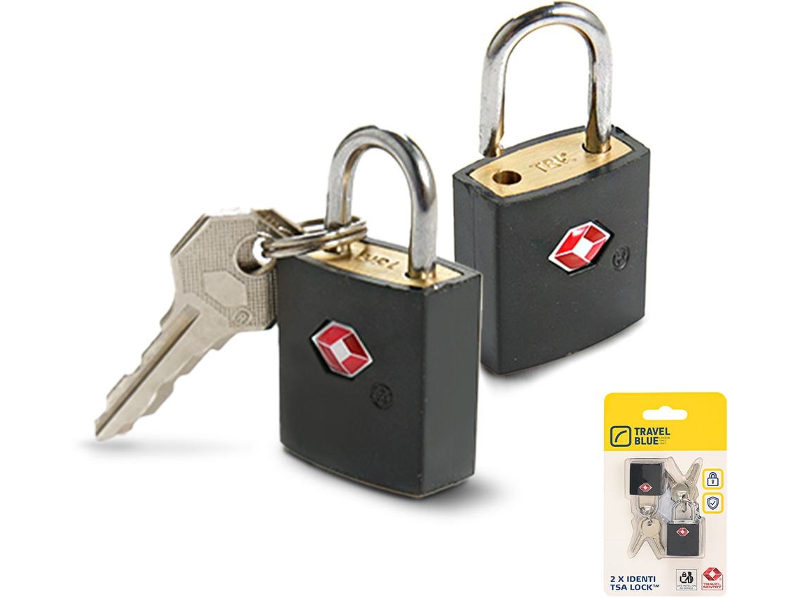 Conjunto de 2 Cadeados Com Chave Tsa TRAVEL BLUE
