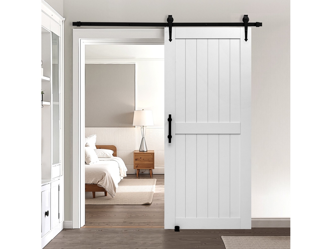Porta Deslizante Para Celeiro Em Mdf 914 X 2134 Mm Com Kit De Ferragens Vevor