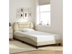 Vidaxl Estrutura De Cama Sem Colchão Hvar 100x200 Cm Tecido Cor Creme