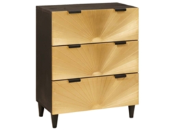 Vidaxl Buffet Preto E Ouro 60 X 33 X 75 Cm Madeira De Manga Maciça
