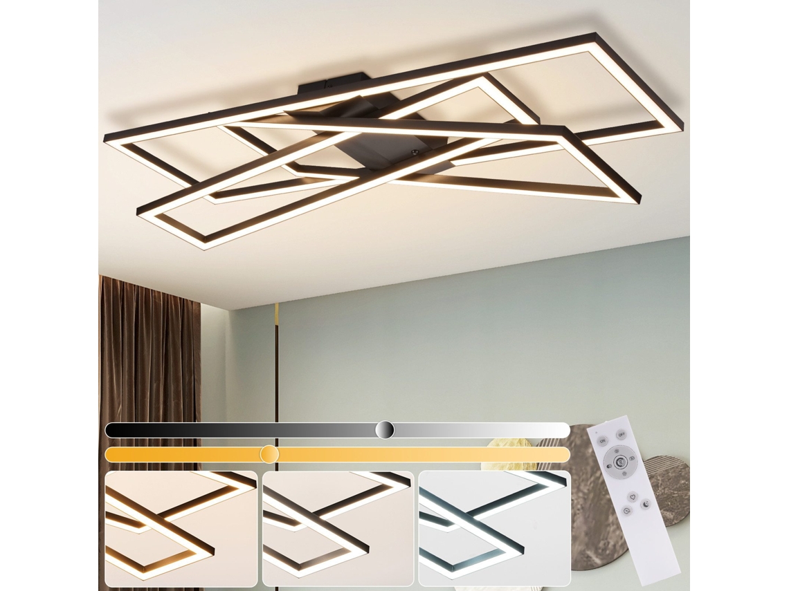 Nettlife Candeeiro De Teto Led Para Sala De Estar, Preta, 45 W, Regulável, Para Escritório, Quarto Infantil