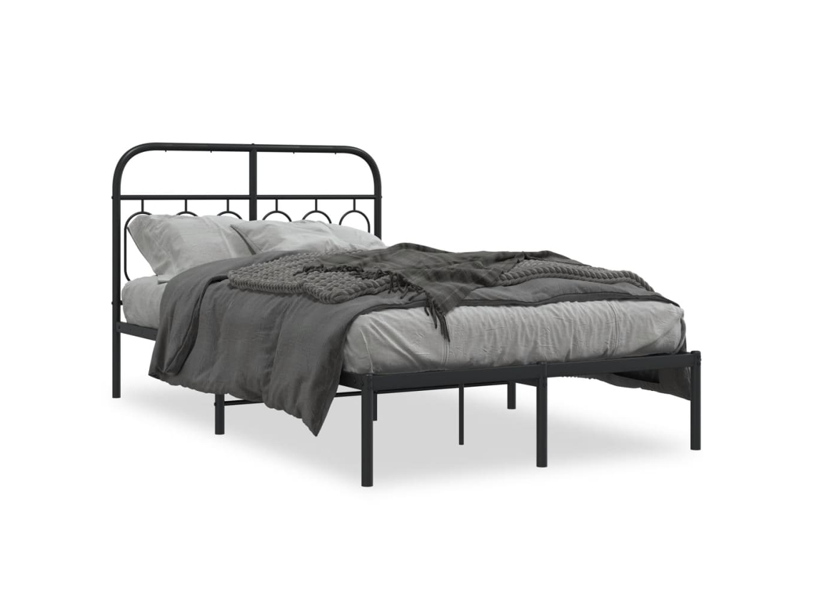 Bed Frame, Bed Frames Vidaxl Preto Metal (120 X 190 Cm)