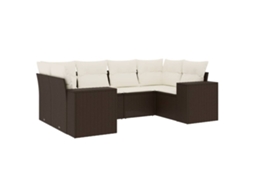 Conjunto de 6 Sofás Jardim com Almofadões Vime Pe Castanho MAISON EXCLUSIVE (80x200 cm)