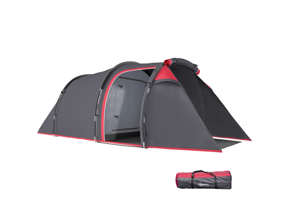 Barraca De Camping, Barraca Pop-up Para 2-3 Pessoas, Vestíbulo E Área Para Dormir, Impermeável, 426 X 206 X 154 Cm, Cinza