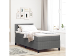Cama Box Spring Com Colchão Cinza 100x200 Cm Tecido De Veludo Cotelê