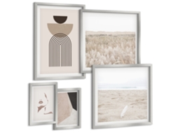 Pinturas Murais Modernas Vista Relaxante, Buda, Zen Moldura Prateada Quadros Para O Escritório Espelharte (conjunto De 5 Imagens)