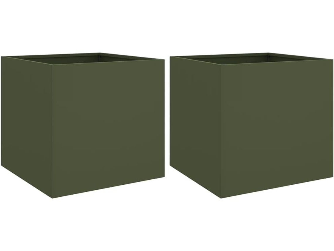 Planter, Planters Vidaxl Verde Aço (49 X 47 X 46 Cm)