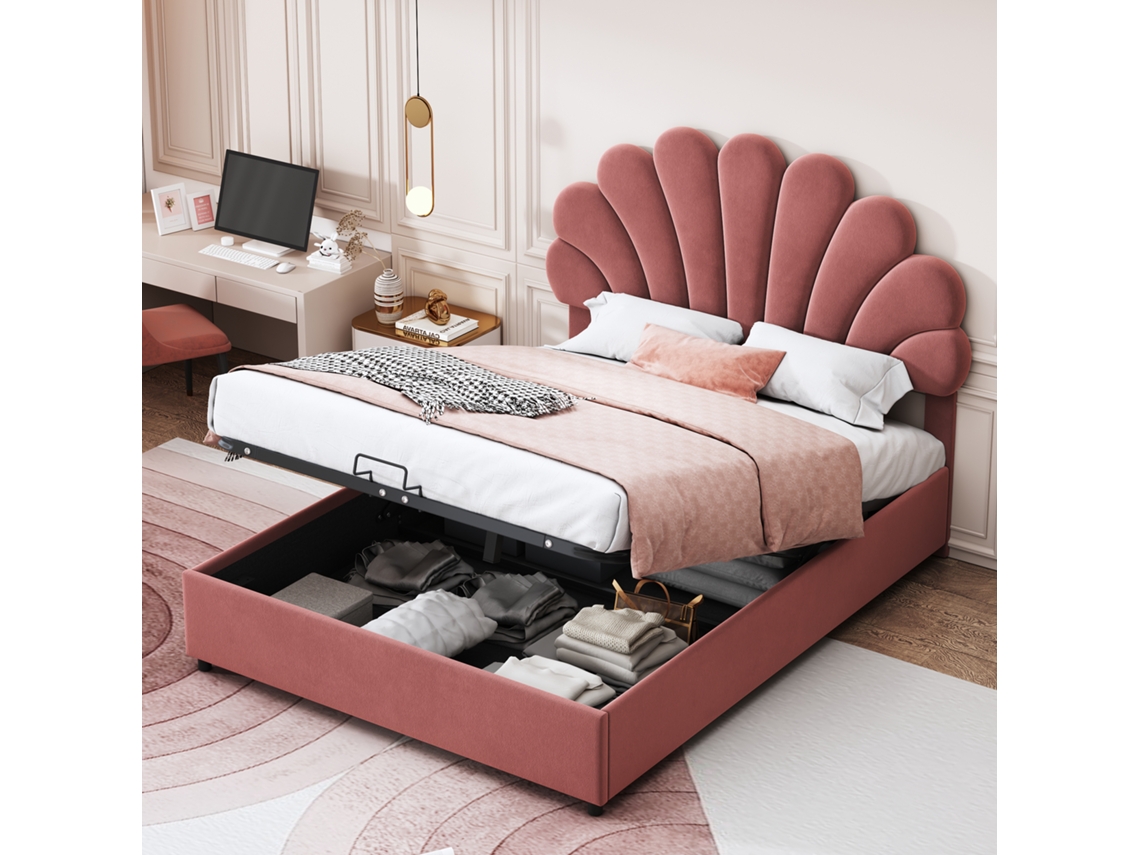 Cama Solteiro de 90x200cm Estofada, Usb, Led, 2 Gavetas, Veludo, Ge