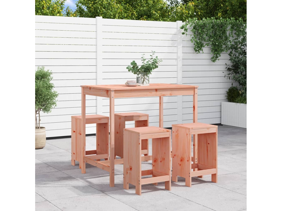 Vidaxl 5 Pcs Conjunto De Bar Para Jardim Madeira De Douglas Maciça