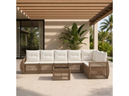 Vidaxl Conjunto De Sofá De Jardim 8 Unid. Bege E Branco Creme Vime Pe