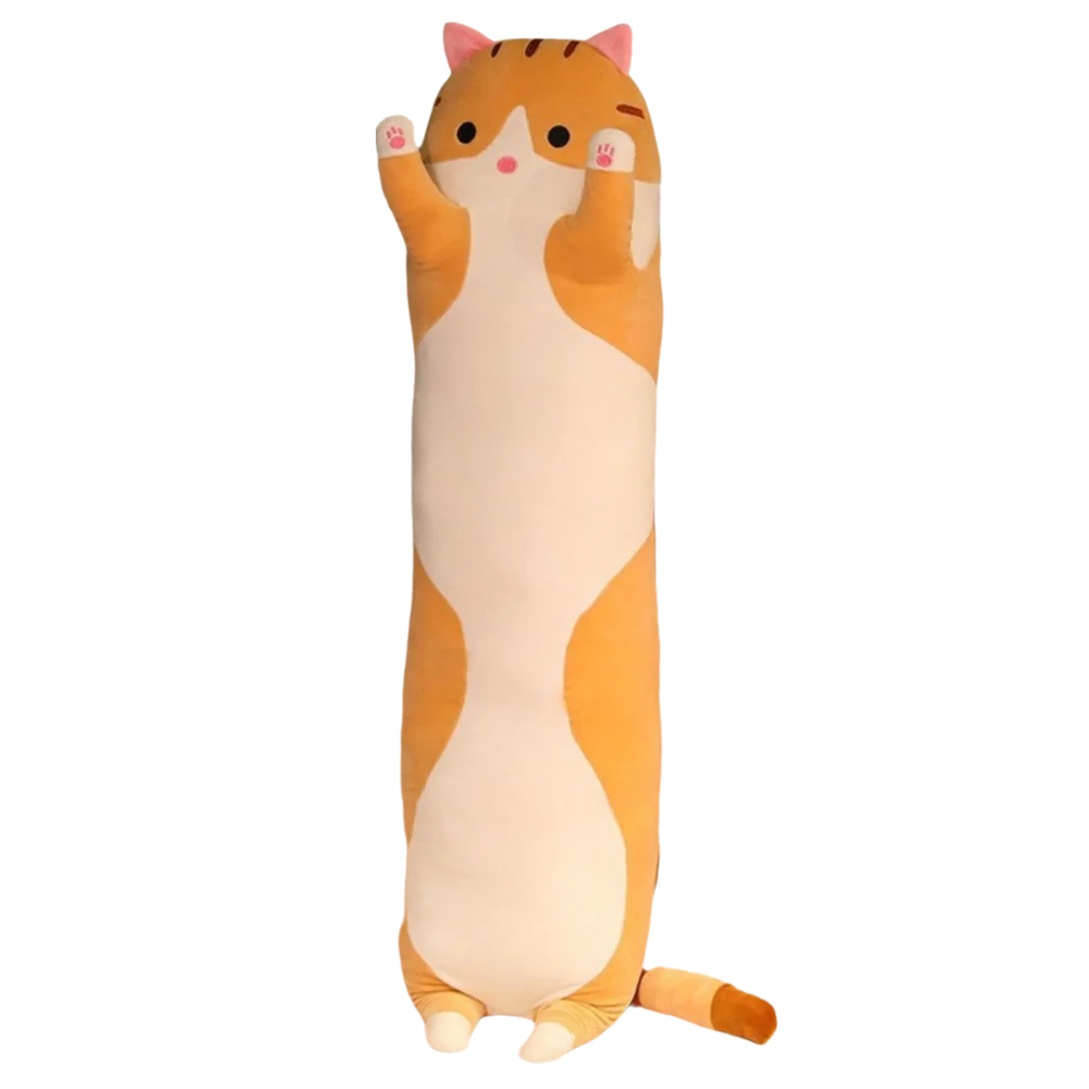 (marrom) Almofada De Pelúcia Em Formato De Gato, 70 Cm De Comprimento, Com Desenho Animado, Macia E Elástica.