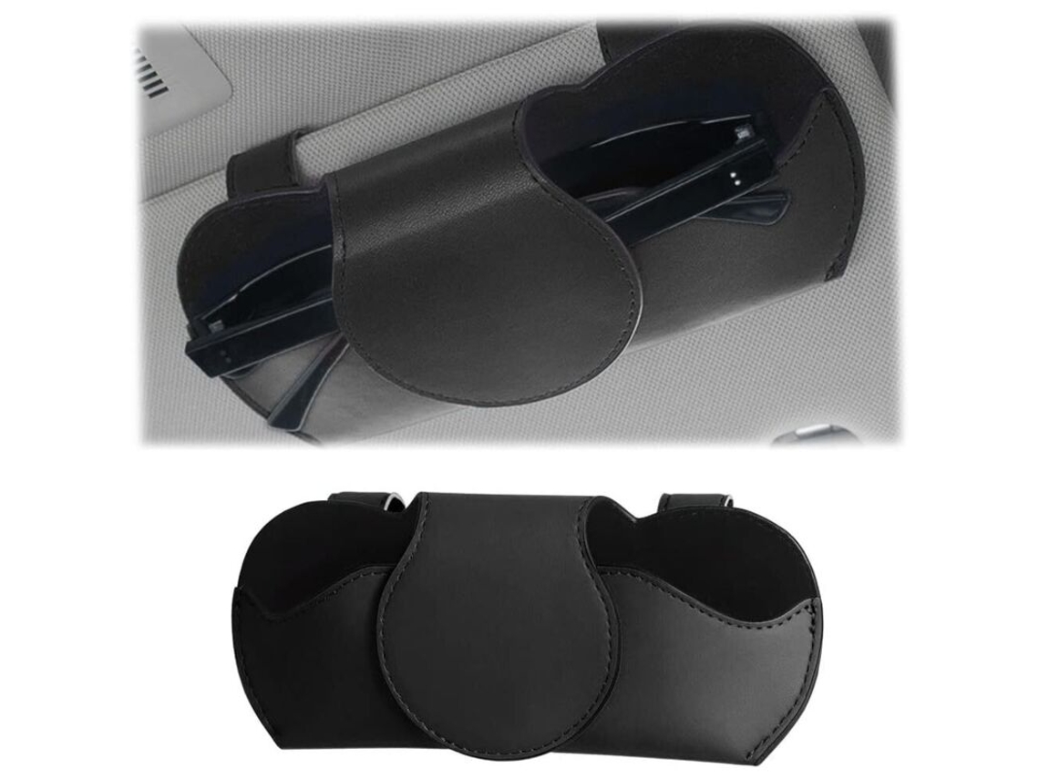 Porta, Óculos para Carro, Couro, Suporte Magnético para Carro, Acessórios Universais para Carros AQUAFORGE (preto)