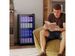 Geladeira Para Bebidas 93 L, Capacidade Para 115 Latas, Com Porta De Vidro, Prateleiras Ajustáveis E Iluminação Led Na Cor Preta-br