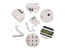 Telefone Fixo com Fio de Mesa com Display Lcd Funções Mudo/rediscagem/calculadora para Lar Escritório Hotel Off White