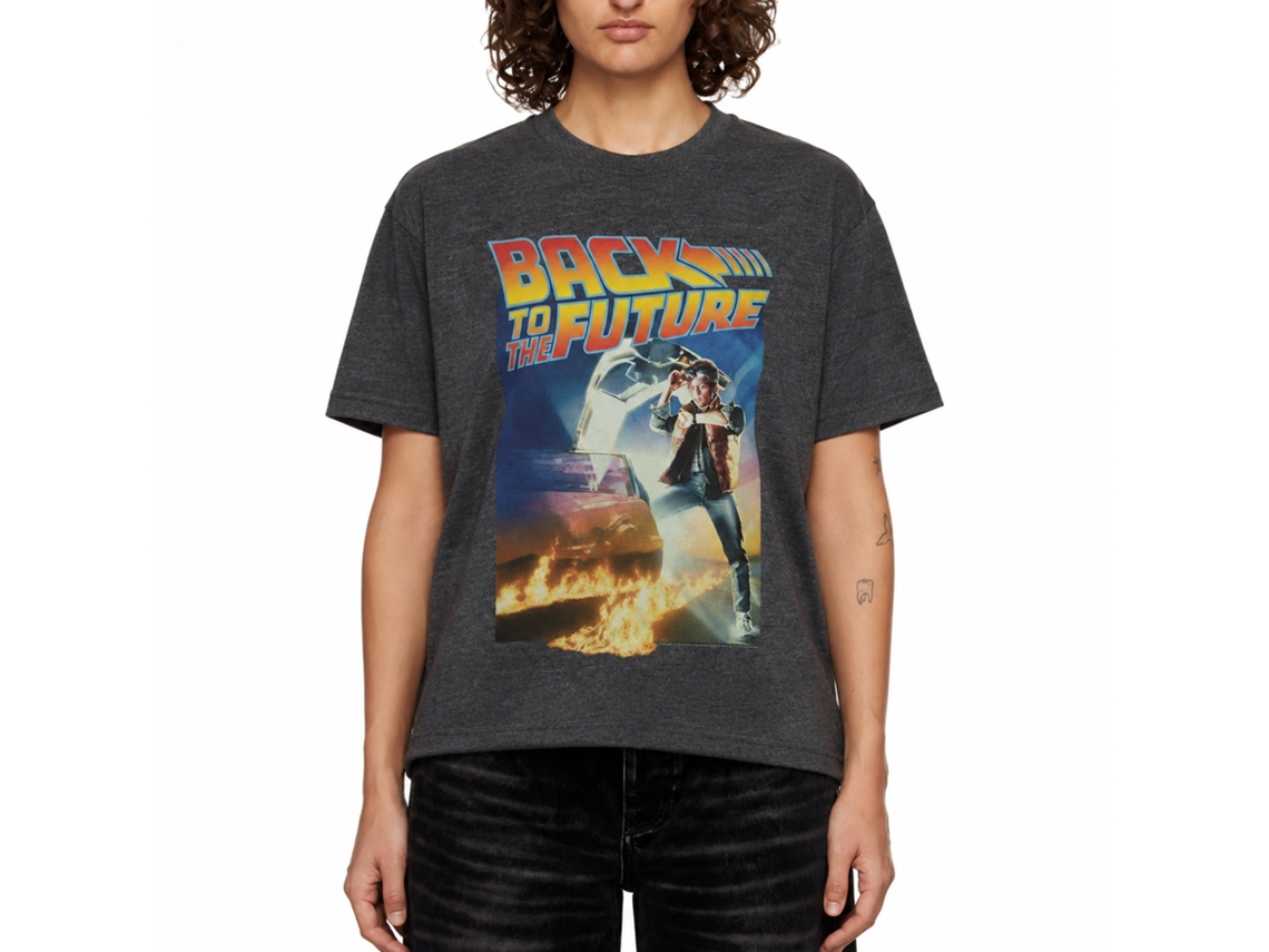 Rockinstone Back To The Future Movie Poster With A Gig Logo Heather Black Adult T-shirt Size:xxxl