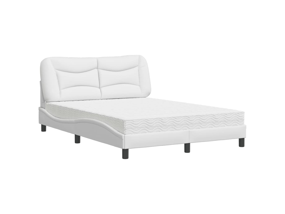 Bed, Beds Vidaxl Branco Couro Artificial (140 X 200 Cm)