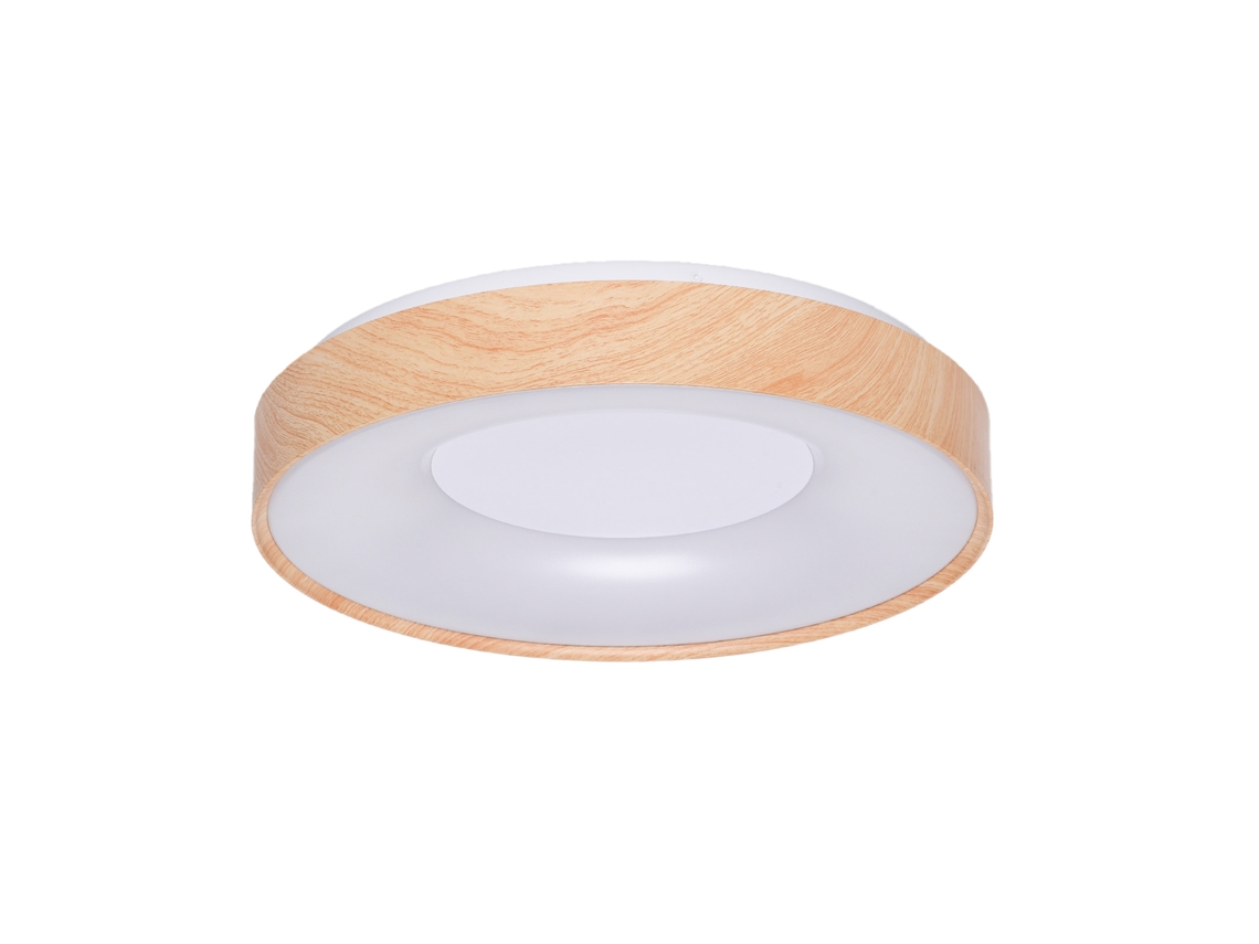 Plafon Led Circular 40w, Cct Selecionável 3000k/4000k/6000k, Ip20, Efeito Madeira, Ø50 Cm