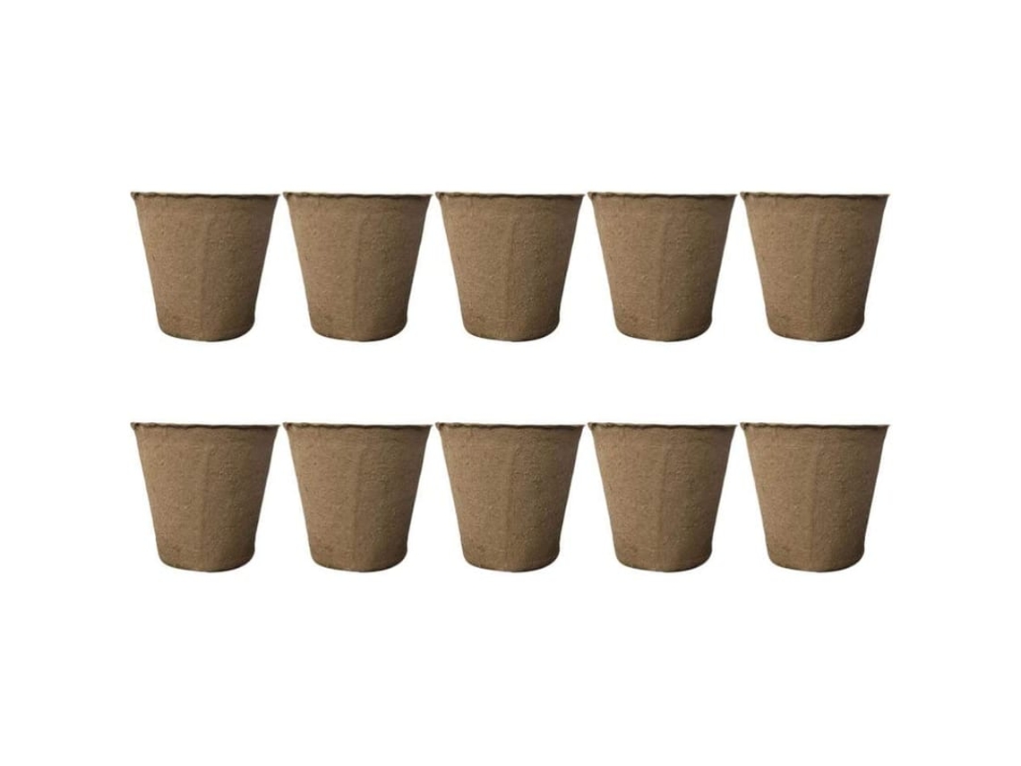 50 Potes De Fibra Redonda 6x6cm Para Plantio De Sementes E Mudas Jardim