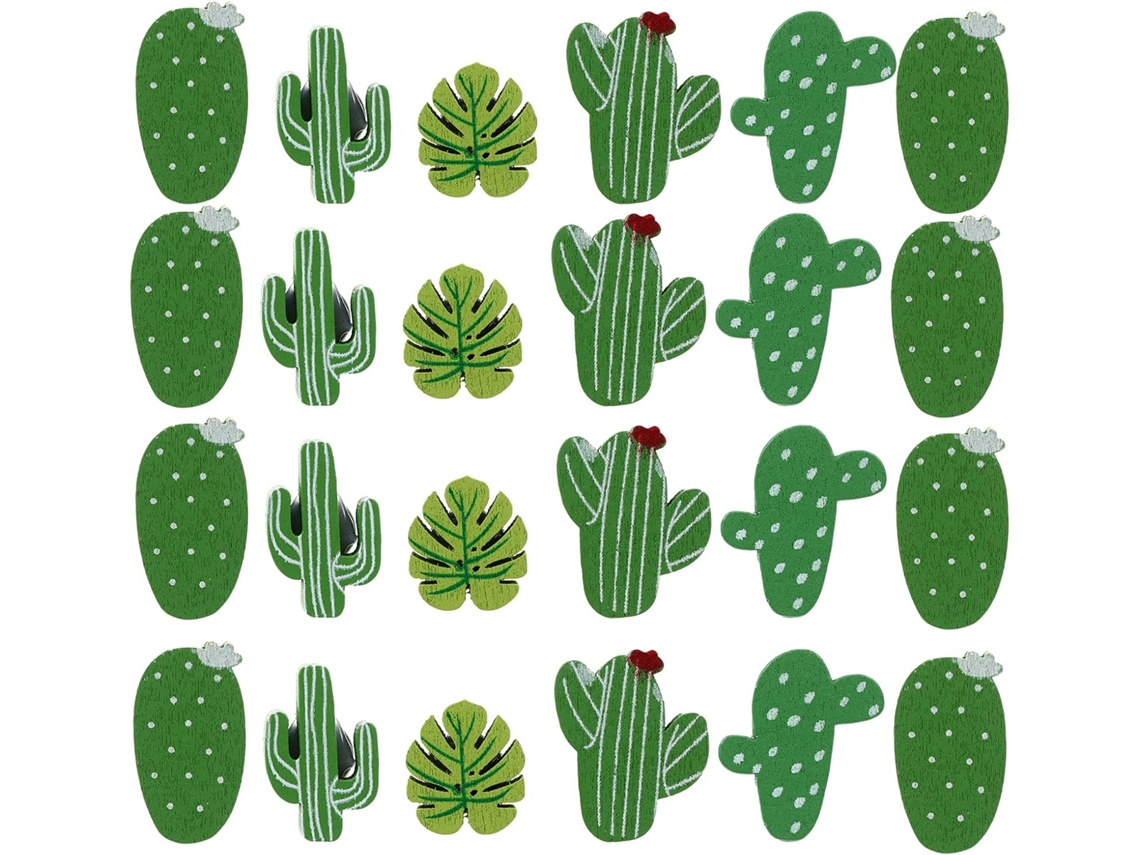 30 Tachinhas Decorativas De Madeira Com Desenho De Cactos E Folha De Palmeira Para Murais, Mensagens E Decoração De Parede Em