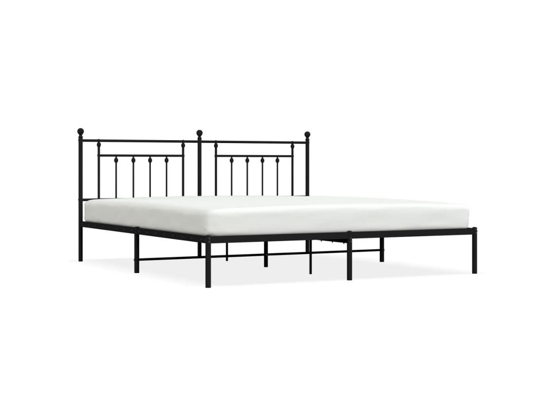 Estrutura de Cama com Cabeceira Metal Preto MAISON EXCLUSIVE 200x200 cm