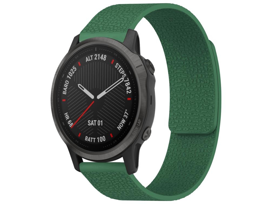 Bracelete Para Garmin Fenix 8 / 7s / 6s / 5s (20mm) - Silicone Magnético - Textura De Lichia Verde Escuro