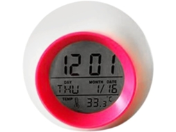 Despertador Com Luz Que Muda De Cor, Relógio De Cabeceira Digital Redondo Com Calendário Natural Para Crianças Vermelho