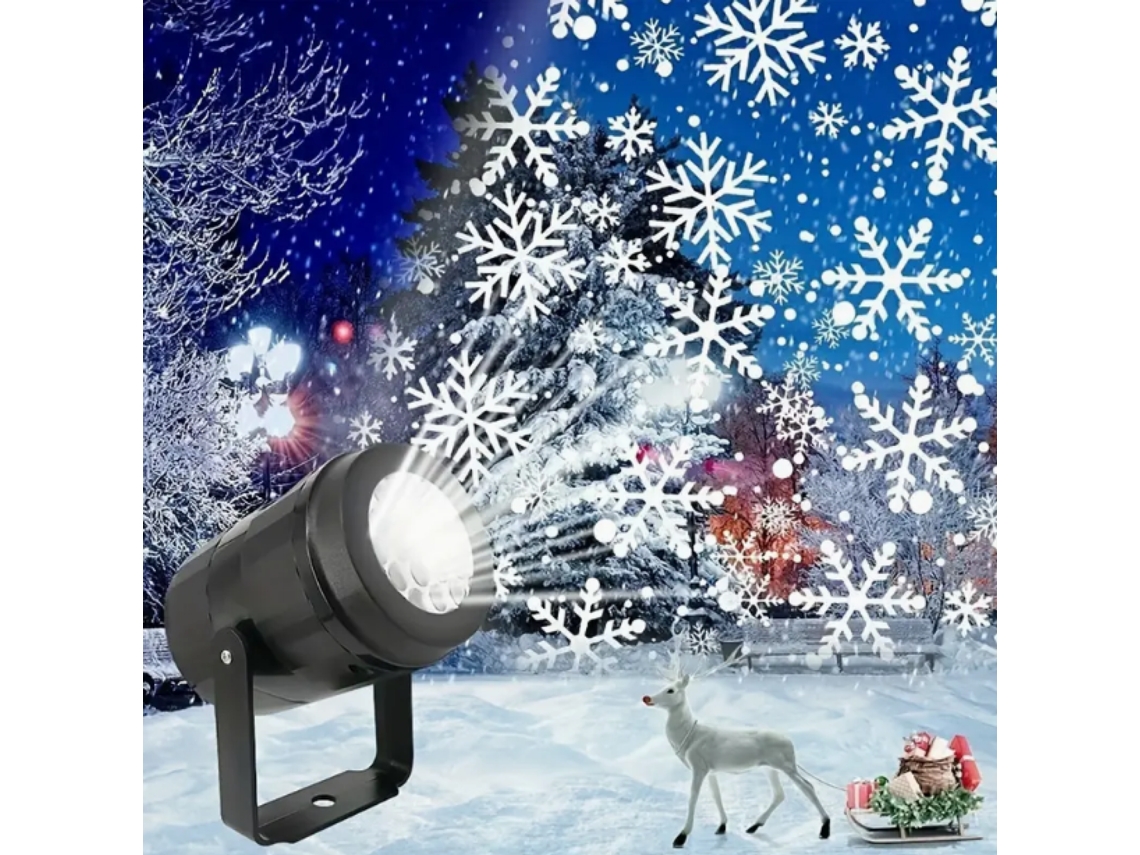 Projetor de Luzes Natal em Formato Floco Neve, Luzes Led À Prova D'água, para Decoração de Casa, Casamento, Festa, Jardim e Paisagem BRILVIBERA