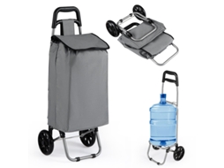 Carrinho de Compras Dobrável Bolsa Impermeável 35 L Tecido Oxford Aço Rodas Cinza NORTHIX