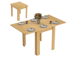 Mesa Jantar Extensível 70 140cm para 4 6 Pessoas, Retangular com Deslizes Madeira Natural