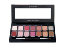 Paleta de Sombras Tons Neutros Quentes 19,04g/0,67oz Sigma Beauty (14 sombras, 1 pincel de ponta dupla)