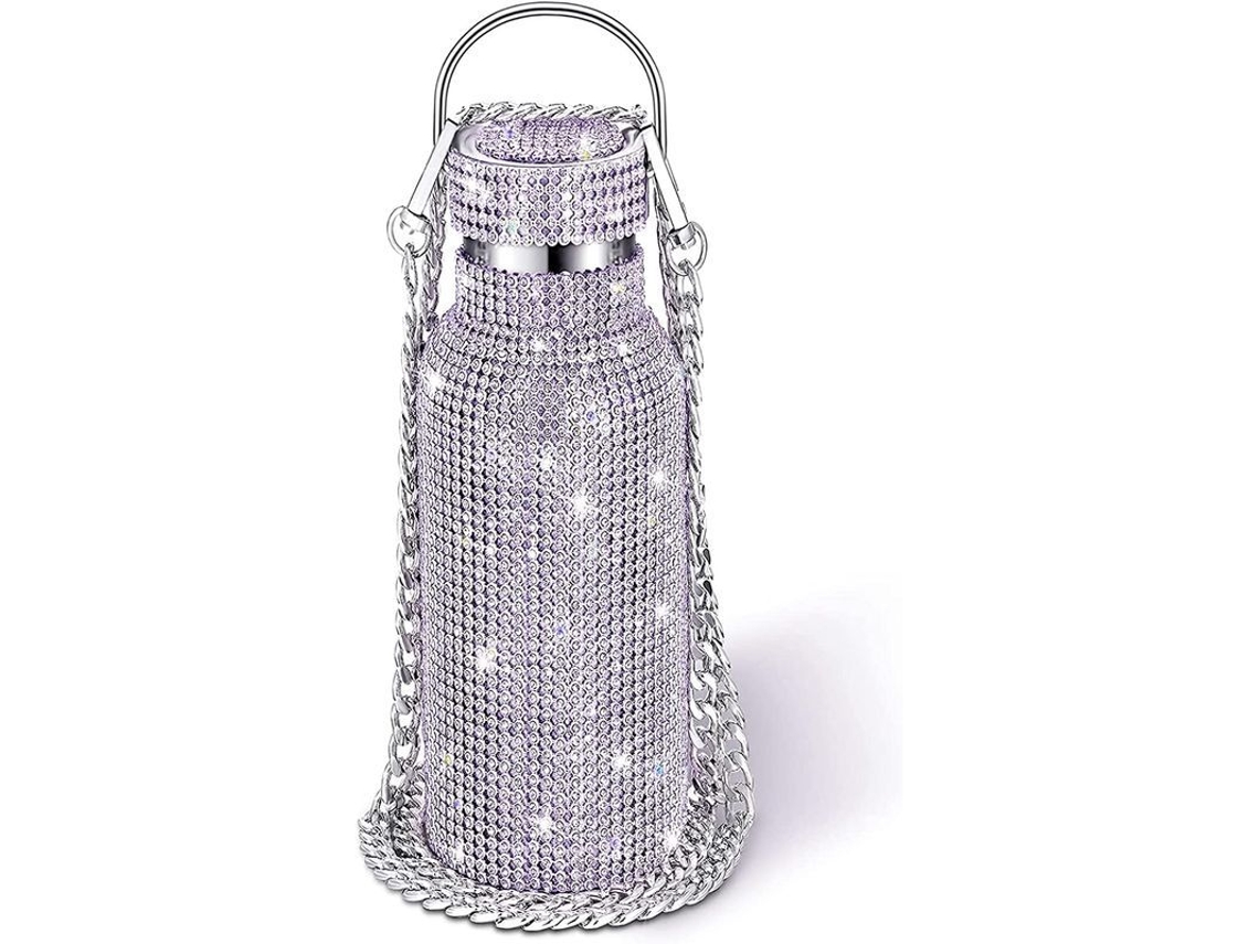 Garrafa Térmica Nova Line com Diamantes, Inox, Corrente