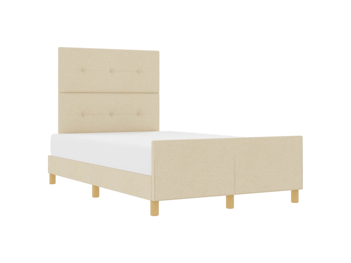 Conjunto 1 Estrado De Cama Plataforma Vidaxl Creme Tecido (120 X 190 Cm)