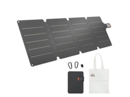Carregador Solar Dobrável BTFORUS 36w com conexão USB-C, impermeável IP67, cinza