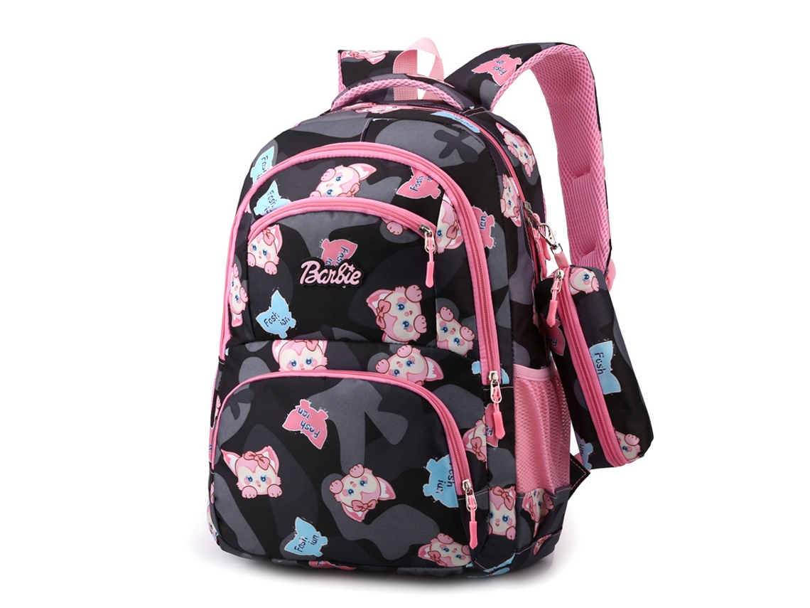 Mochila Com Estojo De Duas Peças, Bolsa Escolar Preta