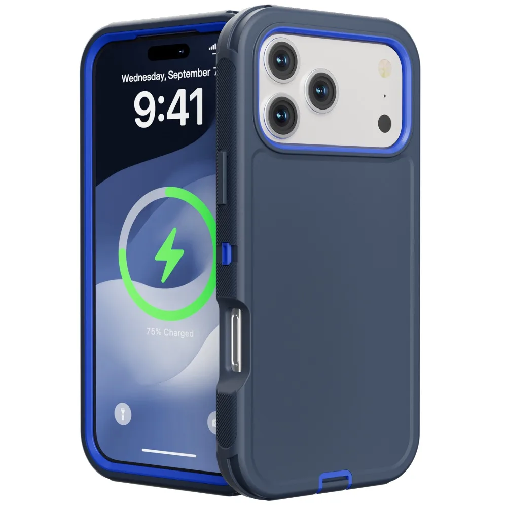 (azul Escuro, Iphone 16 Pro Max) Capa Protetora Híbrida 3 Em 1 Ott Resistente A Impactos.
