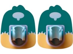 Suporte genérico para chuveiro, conjunto de 2 peças, base ajustável e fixação em ABS e PVC na cor verde para banheiro.